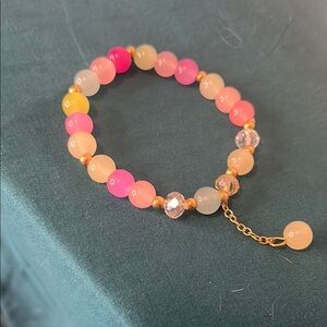 Summer color acrylic beads with gold spacers bracelet